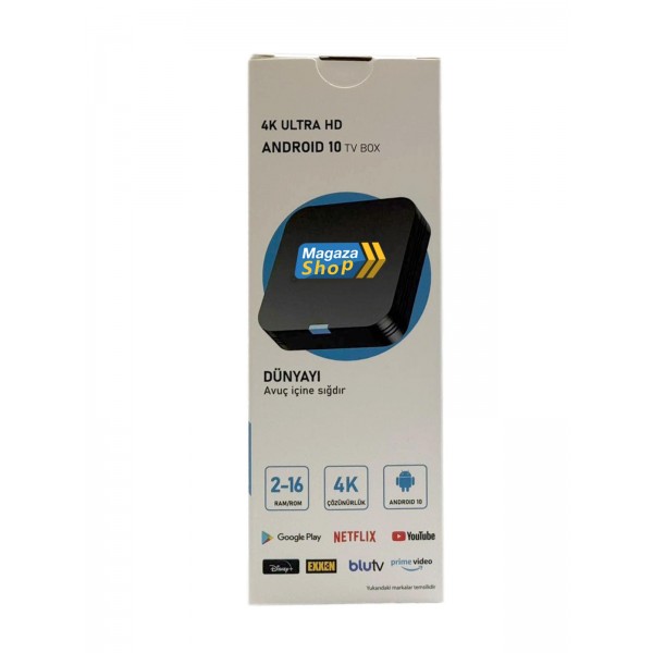 MAGAZASHOP ELECTROBOX 2 GB RAM H313 İŞLEMCİ 16 GB HDD 4K ULTRA HD ANDROID BOX (ANDROID 10) MAGAZASHOP ELECTROBOX 2 GB RAM H313 İŞLEMCİ 16 GB HDD 4K ULTRA HD ANDROID BOX (ANDROID 10)
