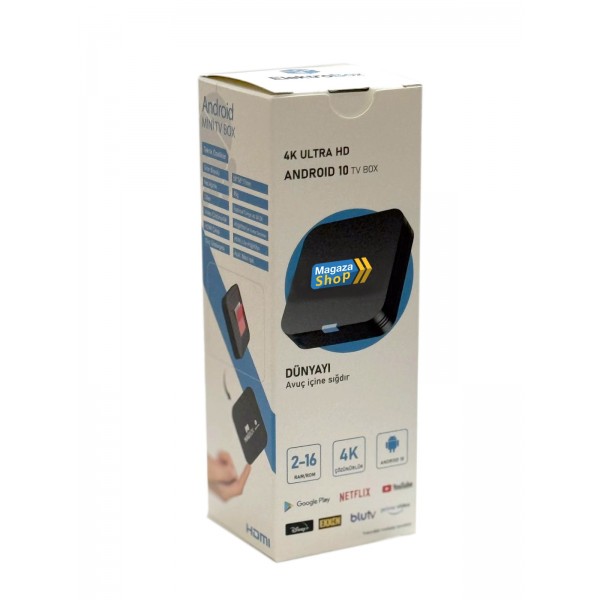 MAGAZASHOP ELECTROBOX 2 GB RAM H313 İŞLEMCİ 16 GB HDD 4K ULTRA HD ANDROID BOX (ANDROID 10) MAGAZASHOP ELECTROBOX 2 GB RAM H313 İŞLEMCİ 16 GB HDD 4K ULTRA HD ANDROID BOX (ANDROID 10)