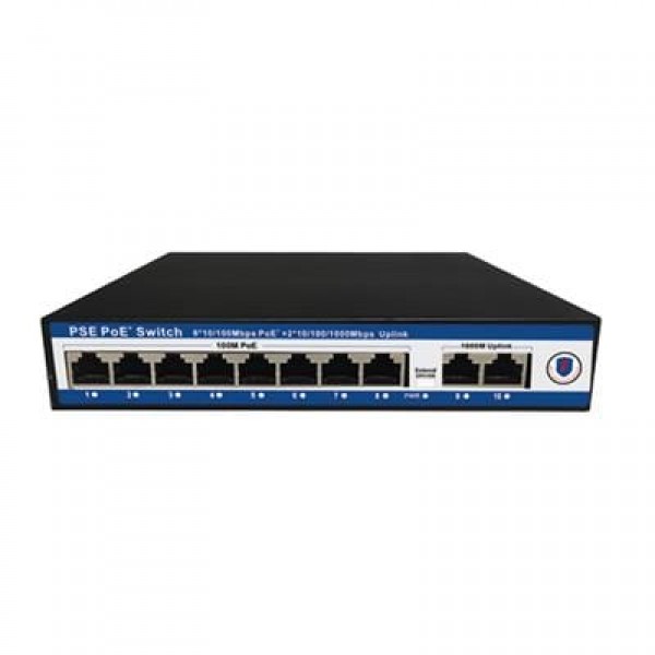 Novacom NVC-PSE0820G 100/1000MB 8 Port POE + 2 Port Uplink Switch Novacom NVC-PSE0820G 100/1000MB 8 Port POE + 2 Port Uplink Switch