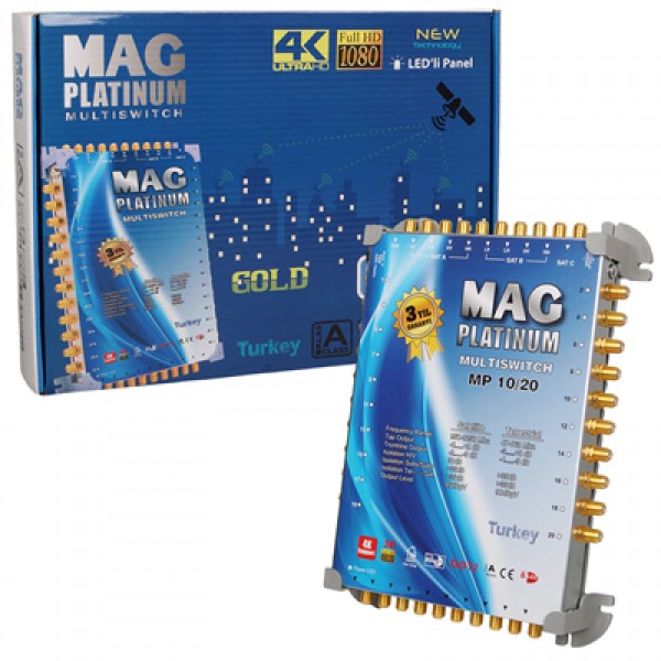 MAG Platinum MP 10/20 Multiswitch - 10 Giriş 20 Çıkışlı Merkezi Uydu Santrali Hybrid 4K ve 3D Destekli