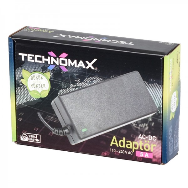 TECHNOMAX TM-2110 12 VOLT - 5 AMPER 5.5*2.5 UÇLU PLASTİK KASA MASAÜSTÜ ADAPTÖR