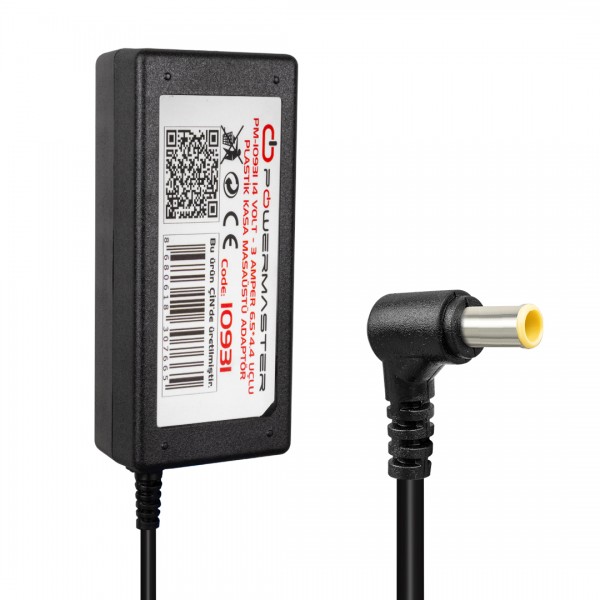 POWERMASTER PM-10931 14 VOLT - 3 AMPER 6.5*4.4 MM UÇLU PLASTİK KASA MASAÜSTÜ ADAPTÖR (SAMSUNG MONİTÖR) POWERMASTER PM-10931 14 VOLT - 3 AMPER 6.5*4.4 MM UÇLU PLASTİK KASA MASAÜSTÜ ADAPTÖR (SAMSUNG MONİTÖR)