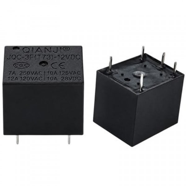 12 Volt 10 Amper DC Tek Kontak 5 Pinli Küp Röle JQC-3F(T73)