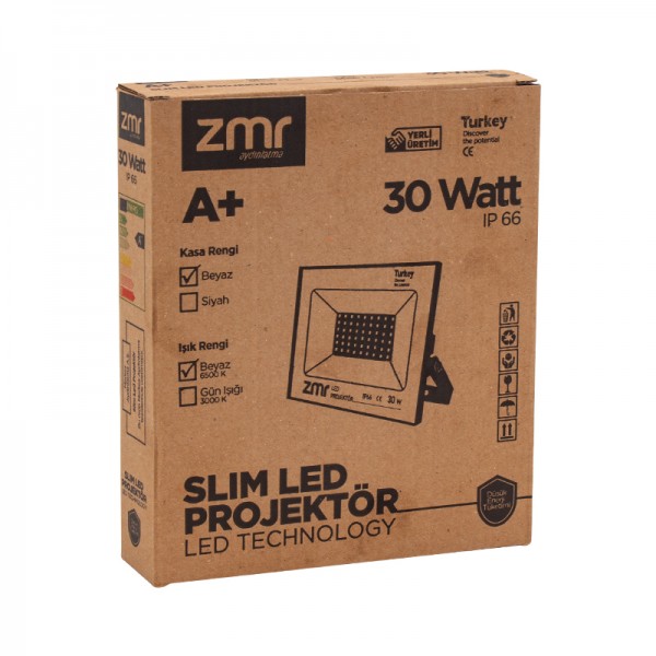 ZMR 30 WATT - 220 VOLT 6500K IP66 150* IŞIK AÇISI SİYAH SLİM KASA LED PROJEKTÖR ZMR 30 WATT - 220 VOLT 6500K IP66 150* IŞIK AÇISI SİYAH SLİM KASA LED PROJEKTÖR