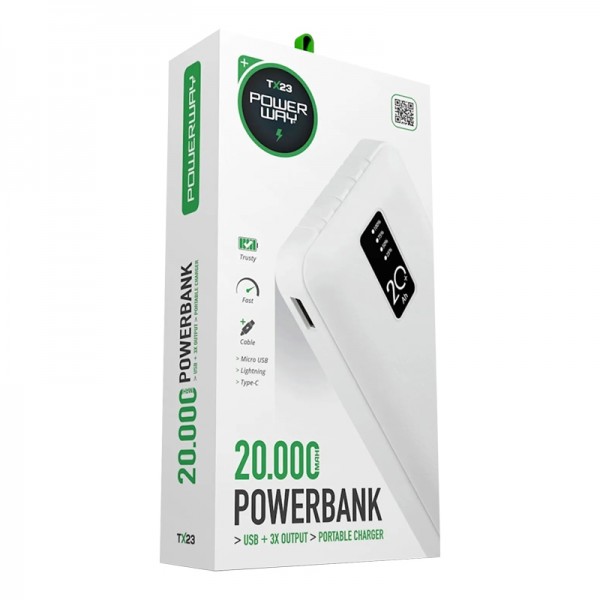 POWERWAY TX23 20000 MAH DİJİTAL GÖSTERGELİ POWERBANK POWERWAY TX23 20000 MAH DİJİTAL GÖSTERGELİ POWERBANK