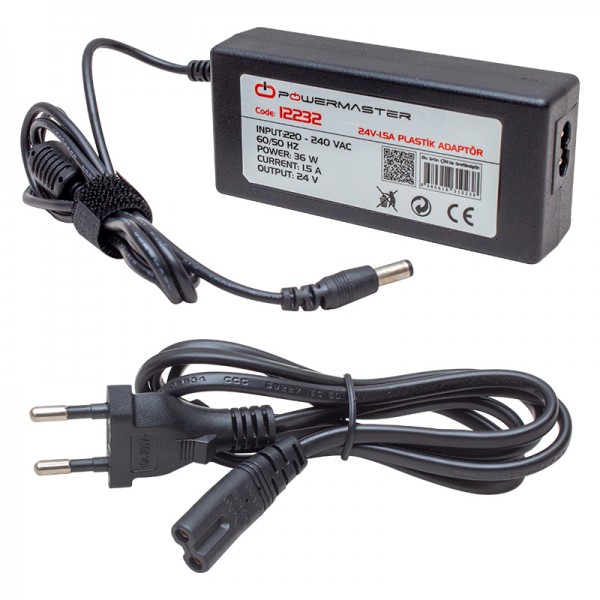 POWERMASTER PM-12232 24 VOLT - 1.5 AMPER 5.5*2.5 MM UÇLU PLASTİK KASA MASAÜSTÜ ADAPTÖR POWERMASTER PM-12232 24 VOLT - 1.5 AMPER 5.5*2.5 MM UÇLU PLASTİK KASA MASAÜSTÜ ADAPTÖR