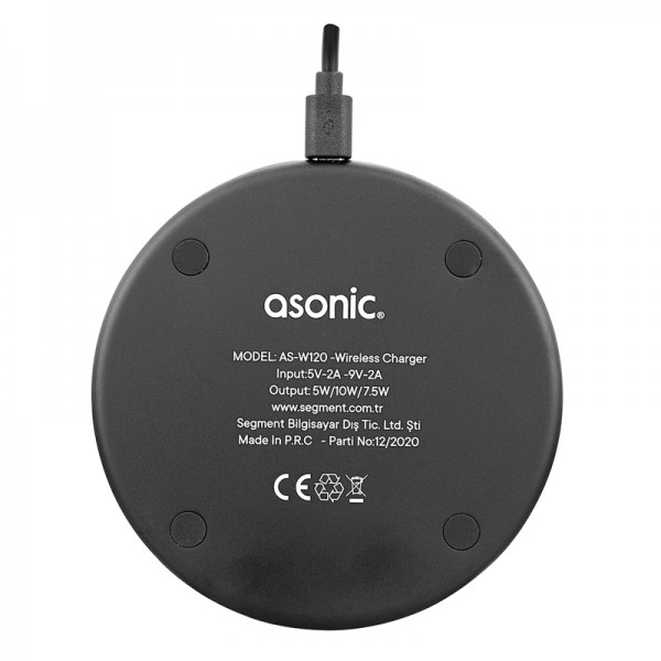 ASONIC AS-W120 HIZLI 10W MASAÜSTÜ SİYAH KABLOSUZ ŞARJ CİHAZI ASONIC AS-W120 HIZLI 10W MASAÜSTÜ SİYAH KABLOSUZ ŞARJ CİHAZI