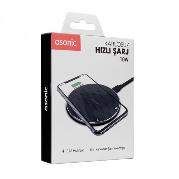 ASONIC AS-W120 HIZLI 10W MASAÜSTÜ SİYAH KABLOSUZ ŞARJ CİHAZI ASONIC AS-W120 HIZLI 10W MASAÜSTÜ SİYAH KABLOSUZ ŞARJ CİHAZI