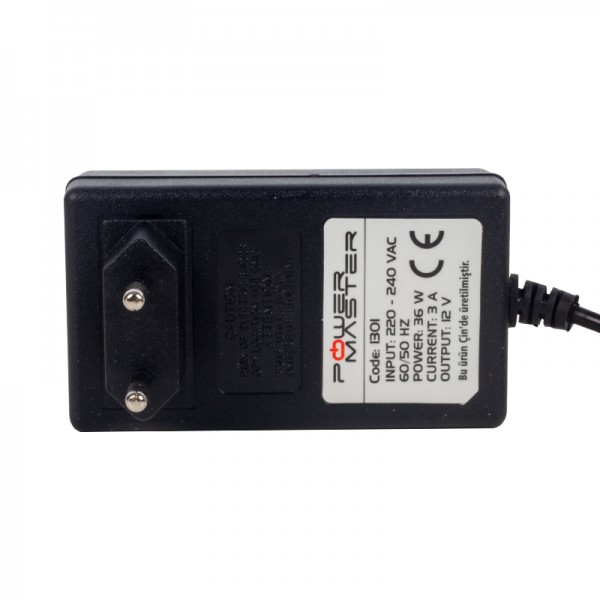 POWERMASTER PM-1301 12 VOLT - 3 AMPER 3.5*1.35 UÇLU VERA YAZAR KASA POS PLASTİK KASA ADAPTÖR POWERMASTER PM-1301 12 VOLT - 3 AMPER 3.5*1.35 UÇLU VERA YAZAR KASA POS PLASTİK KASA ADAPTÖR