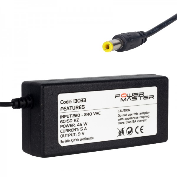 POWERMASTER PM-13033 9 VOLT - 5 AMPER 5.5*2.5 UÇLU YAZAR KASA/ POS MAKİNESİ MASAÜSTÜ ADAPTÖR POWERMASTER PM-13033 9 VOLT - 5 AMPER 5.5*2.5 UÇLU YAZAR KASA/ POS MAKİNESİ MASAÜSTÜ ADAPTÖR