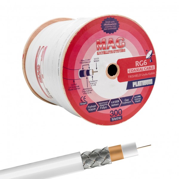 MAG PLATINUM RG6/U4 TRISHIELD 64 TEL ANTEN KABLOSU (300 METRE) MAG PLATINUM RG6/U4 TRISHIELD 64 TEL ANTEN KABLOSU (300 METRE)