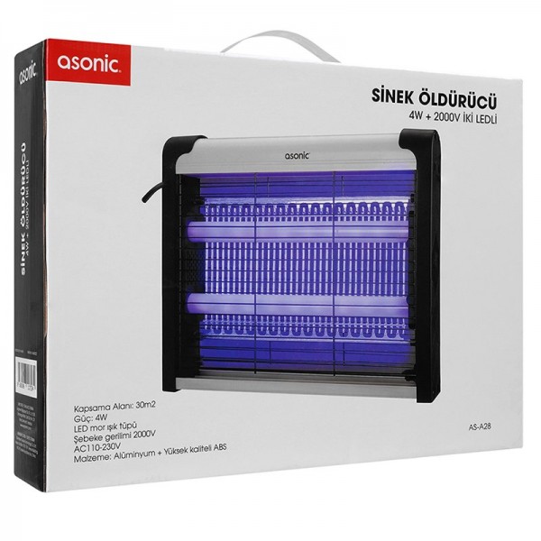 ASONİC AS-A28 SİYAH 4 WATT 2000 VOLT İKİ LEDLİ SİNEK ÖLDÜRÜCÜ ASONİC AS-A28 SİYAH 4 WATT 2000 VOLT İKİ LEDLİ SİNEK ÖLDÜRÜCÜ