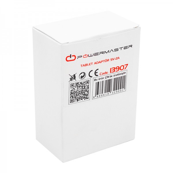 POWERMASTER PM-13907 5 VOLT - 2 AMPER SAMSUNG TABLET ADAPTÖRÜ POWERMASTER PM-13907 5 VOLT - 2 AMPER SAMSUNG TABLET ADAPTÖRÜ