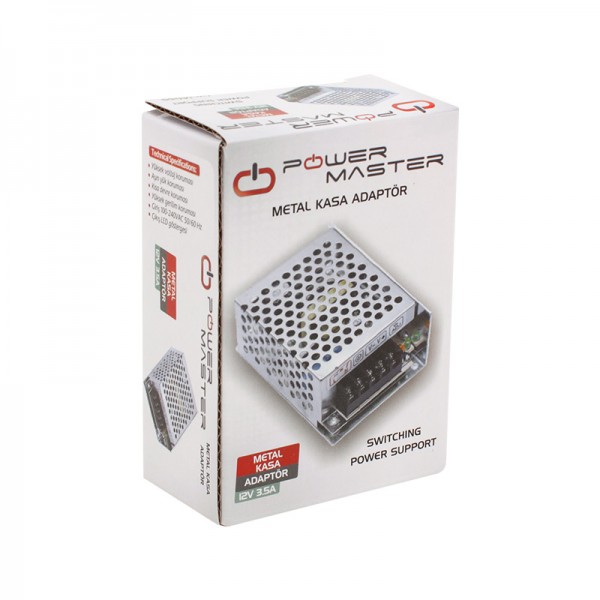 POWERMASTER PM-14065 12 VOLT - 3.5 AMPER - 42 WATT METAL KASA ADAPTÖR POWERMASTER PM-14065 12 VOLT - 3.5 AMPER - 42 WATT METAL KASA ADAPTÖR