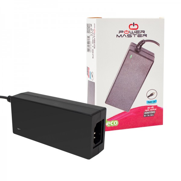 POWERMASTER 16 VOLT - 3 AMPER 5.5*2.5 UÇLU PLASTİK KASA MASAÜSTÜ SANTRAL ADAPTÖRÜ POWERMASTER 16 VOLT - 3 AMPER 5.5*2.5 UÇLU PLASTİK KASA MASAÜSTÜ SANTRAL ADAPTÖRÜ