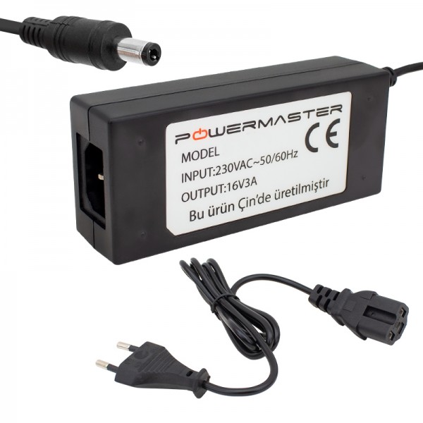 POWERMASTER 16 VOLT - 3 AMPER 5.5*2.5 UÇLU PLASTİK KASA MASAÜSTÜ SANTRAL ADAPTÖRÜ POWERMASTER 16 VOLT - 3 AMPER 5.5*2.5 UÇLU PLASTİK KASA MASAÜSTÜ SANTRAL ADAPTÖRÜ