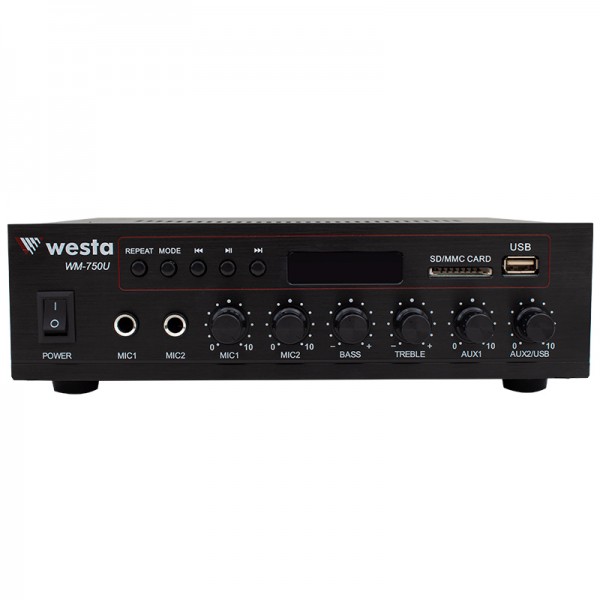 WESTA WM-750U 80W MİNİ 100V/70V/4-16 OHM USB/SD/BLUETOOTH/ UK-2 MİK.GİRİŞ TRAFOLU ANFİ WESTA WM-750U 80W MİNİ 100V/70V/4-16 OHM USB/SD/BLUETOOTH/ UK-2 MİK.GİRİŞ TRAFOLU ANFİ
