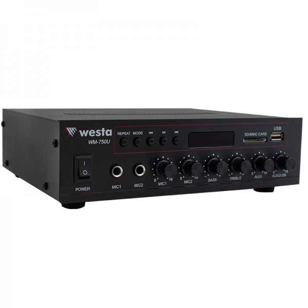 WESTA WM-750U 80W MİNİ 100V/70V/4-16 OHM USB/SD/BLUETOOTH/ UK-2 MİK.GİRİŞ TRAFOLU ANFİ WESTA WM-750U 80W MİNİ 100V/70V/4-16 OHM USB/SD/BLUETOOTH/ UK-2 MİK.GİRİŞ TRAFOLU ANFİ