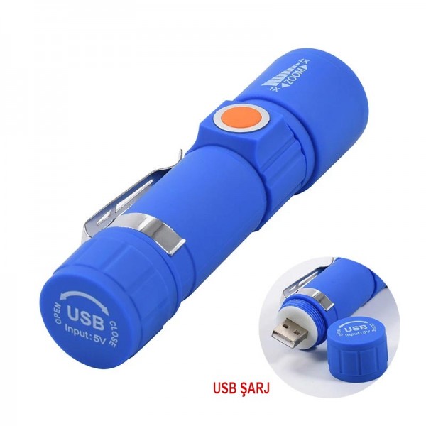 POWERMASTER MX-616S USB ŞARJLI 3 MODLU PLASTİK KASA MİNİ EL FENERİ POWERMASTER MX-616S USB ŞARJLI 3 MODLU PLASTİK KASA MİNİ EL FENERİ