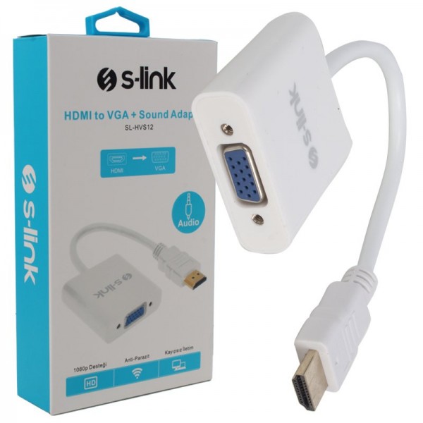 S-LINK SL-HVS12 HDMI TO VGA + AUDIO ÇEVİRİCİ S-LINK SL-HVS12 HDMI TO VGA + AUDIO ÇEVİRİCİ