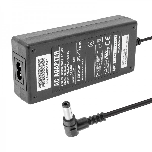 CINCON TR60M24 24 VOLT - 2.5 AMPER 60W 5.5*2.5 L UÇLU MASAÜSTÜ PLASTİK KASA ADAPTÖR
