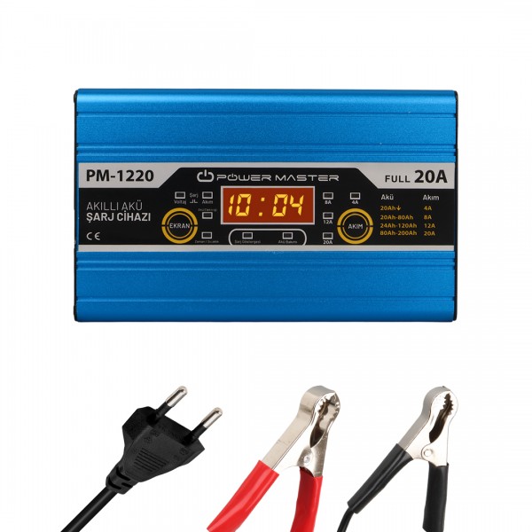 POWERMASTER PM-1220 12 VOLT MAX 20 AMPER LCD EKRANLI AKÜ ŞARJ CİHAZI POWERMASTER PM-1220 12 VOLT MAX 20 AMPER LCD EKRANLI AKÜ ŞARJ CİHAZI