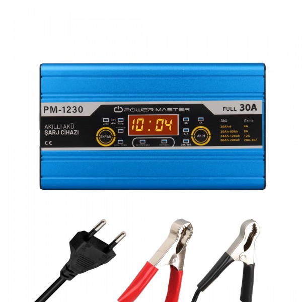 POWERMASTER PM-1230 12 VOLT MAX 30 AMPER LCD EKRANLI AKÜ ŞARJ CİHAZI POWERMASTER PM-1230 12 VOLT MAX 30 AMPER LCD EKRANLI AKÜ ŞARJ CİHAZI