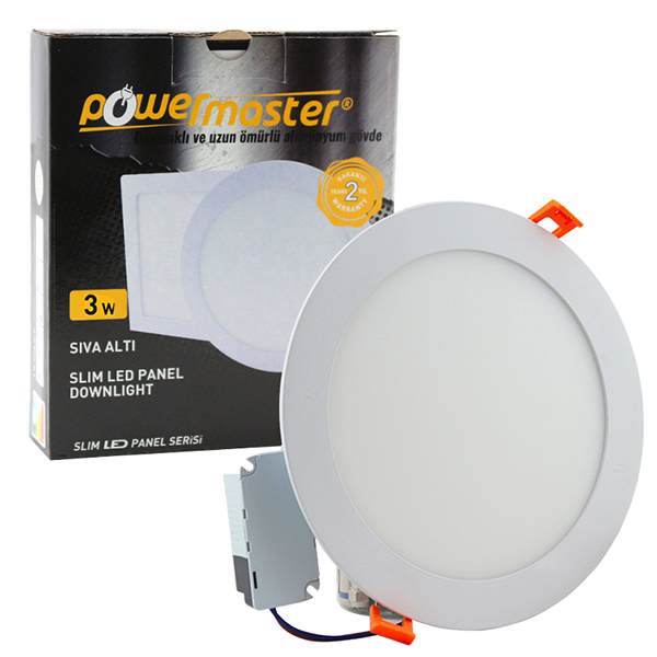 POWERMASTER 6 WATT 3000K 106 MM SIVA ALTI GÜNIŞIĞI YUVARLAK SLIM LED-ECO SPOT PANEL POWERMASTER 6 WATT 3000K 106 MM SIVA ALTI GÜNIŞIĞI YUVARLAK SLIM LED-ECO SPOT PANEL