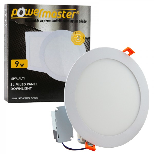 POWERMASTER 9 WATT 3000K 130 MM SIVA ALTI GÜNIŞIĞI YUVARLAK SLIM LED-ECO SPOT PANEL POWERMASTER 9 WATT 3000K 130 MM SIVA ALTI GÜNIŞIĞI YUVARLAK SLIM LED-ECO SPOT PANEL