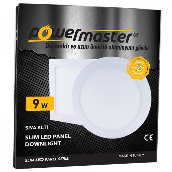 POWERMASTER 9 WATT 6500K 130 MM SIVA ALTI BEYAZ YUVARLAK SLIM LED-ECO SPOT PANEL POWERMASTER 9 WATT 6500K 130 MM SIVA ALTI BEYAZ YUVARLAK SLIM LED-ECO SPOT PANEL