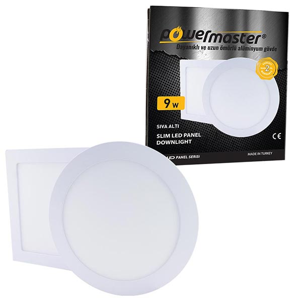 POWERMASTER 9 WATT 6500K 130 MM SIVA ALTI BEYAZ YUVARLAK SLIM LED-ECO SPOT PANEL POWERMASTER 9 WATT 6500K 130 MM SIVA ALTI BEYAZ YUVARLAK SLIM LED-ECO SPOT PANEL