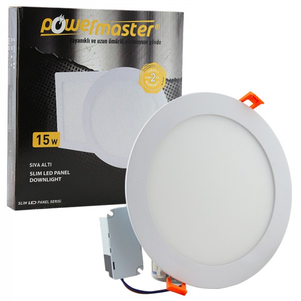 POWERMASTER 15 WATT 3000K 185 MM SIVA ALTI GÜNIŞIĞI YUVARLAK SLIM LED-ECO SPOT PANEL POWERMASTER 15 WATT 3000K 185 MM SIVA ALTI GÜNIŞIĞI YUVARLAK SLIM LED-ECO SPOT PANEL