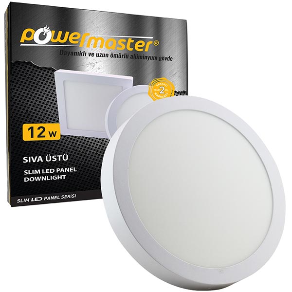 POWERMASTER 12 WATT 6500K 170 MM SIVA ÜSTÜ BEYAZ YUVARLAK SLIM LED-ECO SPOT PANEL POWERMASTER 12 WATT 6500K 170 MM SIVA ÜSTÜ BEYAZ YUVARLAK SLIM LED-ECO SPOT PANEL