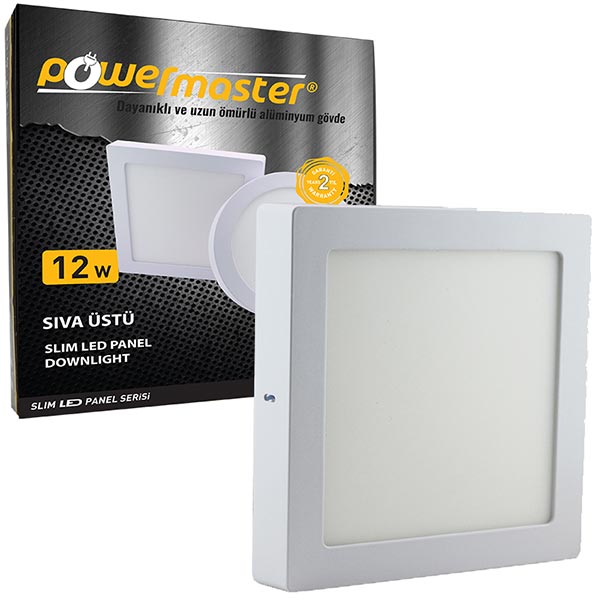 POWERMASTER 12 WATT 6500K 170 MM SIVA ÜSTÜ BEYAZ KARE SLIM LED-ECO SPOT PANEL POWERMASTER 12 WATT 6500K 170 MM SIVA ÜSTÜ BEYAZ KARE SLIM LED-ECO SPOT PANEL