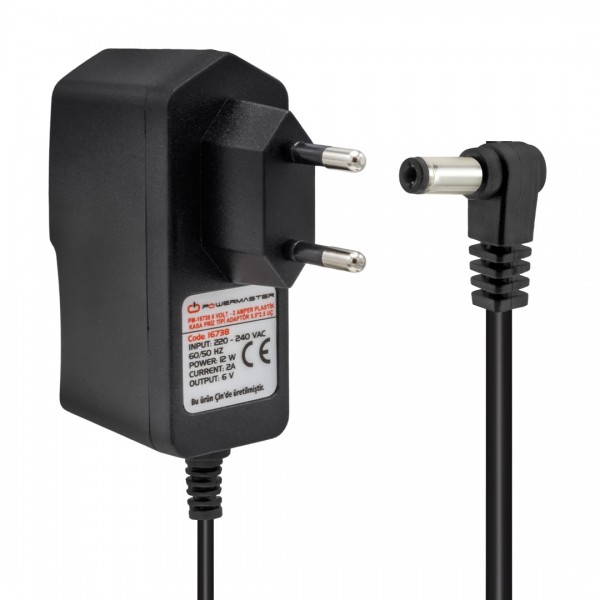 POWERMASTER PM-16738 6 VOLT - 2 AMPER 5.5*2.5 UÇLU PLASTİK KASA PRİZ TİPİ ADAPTÖR POWERMASTER PM-16738 6 VOLT - 2 AMPER 5.5*2.5 UÇLU PLASTİK KASA PRİZ TİPİ ADAPTÖR