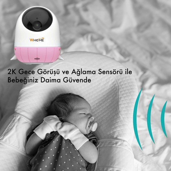 WHOME YAPAY ZEKA DESTEKLİ 2K PTZ GECE GÖRÜŞLÜ PEMBE WİFİ BEBEK GÜVENLİK KAMERASI (128 GB TF KART DESTEKLİ) WHOME YAPAY ZEKA DESTEKLİ 2K PTZ GECE GÖRÜŞLÜ PEMBE WİFİ BEBEK GÜVENLİK KAMERASI (128 GB TF KART DESTEKLİ)