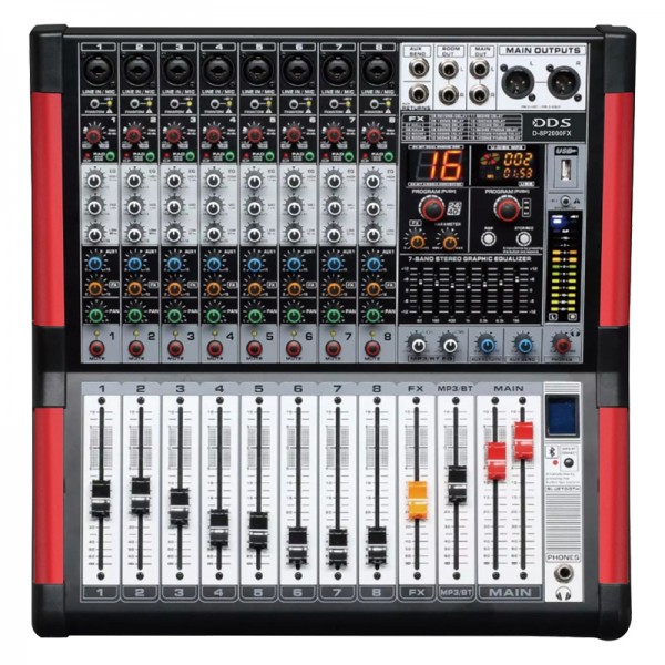 DDS D-8 P2000 FX 8 KANAL 2X1000W USB/SD/BLUETOOTH POWER MIXER DDS D-8 P2000 FX 8 KANAL 2X1000W USB/SD/BLUETOOTH POWER MIXER