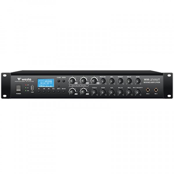 WESTA WM-250UT 250W 100V/70V/4-16 OHM USB/EKO/BT/UK 6 BÖLGELİ 4 MİK.GİRİŞ TRAFOLU ANFİ WESTA WM-250UT 250W 100V/70V/4-16 OHM USB/EKO/BT/UK 6 BÖLGELİ 4 MİK.GİRİŞ TRAFOLU ANFİ