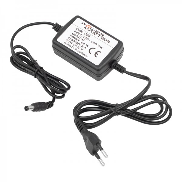 POWERMASTER PM-1765 12 VOLT - 2 AMPER 5.5*2.5 UÇLU PLASTİK KASA MASAÜSTÜ ADAPTÖR