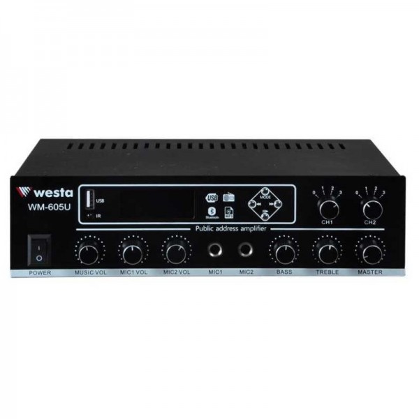 WESTA WM-605U 2 BÖLGELİ 2 MİK. GİRİŞLİ 100 WATT TRAFOLU ANFİ WESTA WM-605U 2 BÖLGELİ 2 MİK. GİRİŞLİ 100 WATT TRAFOLU ANFİ