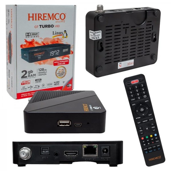 HIREMCO GT TURBO V8D+ HD IP TV PLUS ETHERNETLİ LINUX TABANLI DAHİLİ WİFİ FULL HD MİNİ UYDU ALICISI HIREMCO GT TURBO V8D+ HD IP TV PLUS ETHERNETLİ LINUX TABANLI DAHİLİ WİFİ FULL HD MİNİ UYDU ALICISI