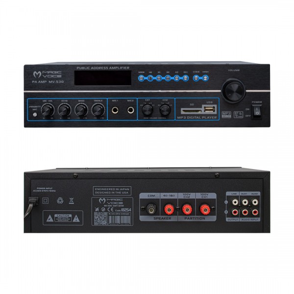 MAGICVOICE MV-530 120 WATT USB/SD/UK BLUETOOH 2 MİK GİRİŞLİ 2 BÖLGELİ HAT TRAFOLU ANFİ MAGICVOICE MV-530 120 WATT USB/SD/UK BLUETOOH 2 MİK GİRİŞLİ 2 BÖLGELİ HAT TRAFOLU ANFİ