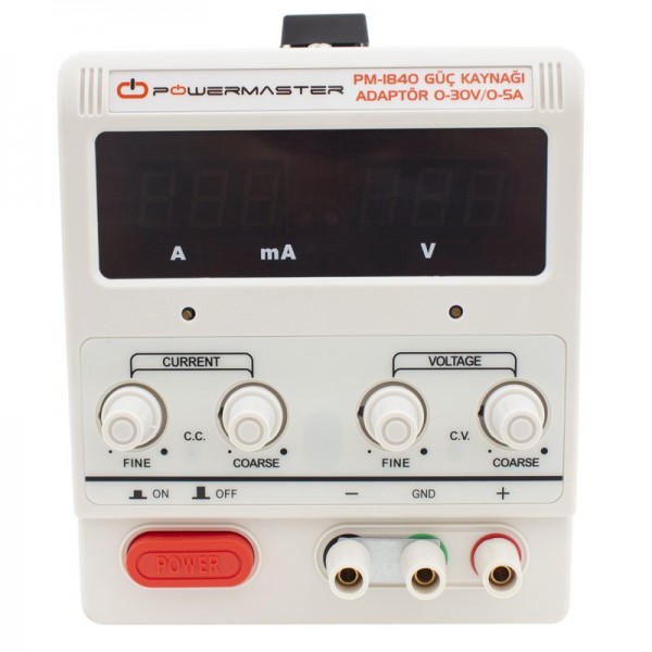 POWERMASTER PM-1840 0-30 VOLT/0-5 AMPER ARASI DC GÜÇ KAYNAĞI ADAPTÖR POWERMASTER PM-1840 0-30 VOLT/0-5 AMPER ARASI DC GÜÇ KAYNAĞI ADAPTÖR