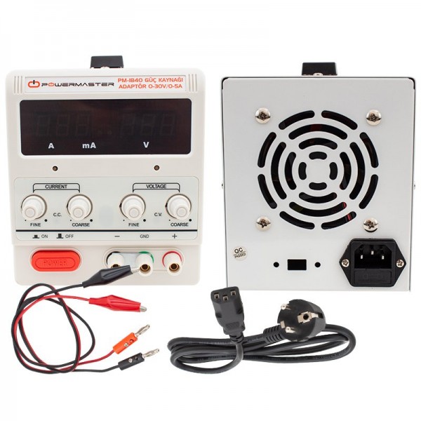 POWERMASTER PM-1840 0-30 VOLT/0-5 AMPER ARASI DC GÜÇ KAYNAĞI ADAPTÖR POWERMASTER PM-1840 0-30 VOLT/0-5 AMPER ARASI DC GÜÇ KAYNAĞI ADAPTÖR