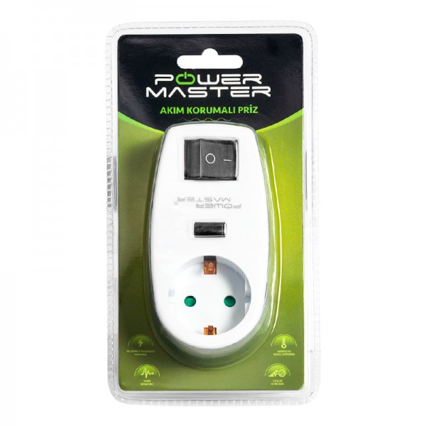 POWERMASTER PM-18522 16 AMPER - 3500 WATT LED GÖSTERGELİ ANAHTARLI TEKLİ BEYAZ AKIM KORUMALI PRİZ POWERMASTER PM-18522 16 AMPER - 3500 WATT LED GÖSTERGELİ ANAHTARLI TEKLİ BEYAZ AKIM KORUMALI PRİZ