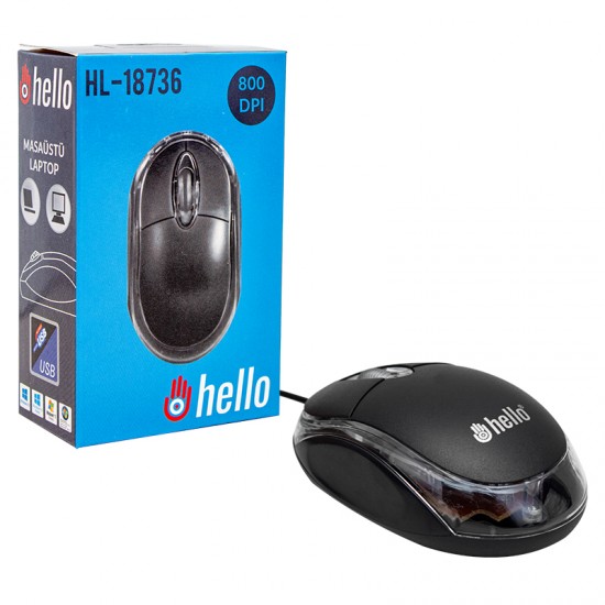 HELLO HL-18736/XT-610 800 DPI OPTİK IŞIKLI KABLOLU MOUSE