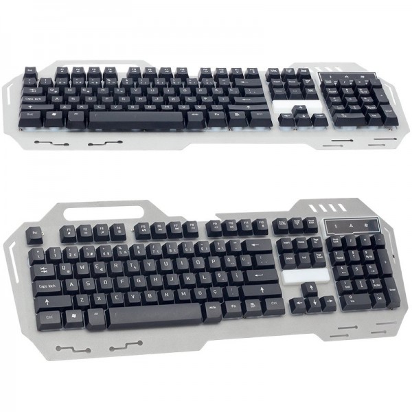 HELLO HL-18743 METAL KASA MEKANİK HİSLİ IŞIKLI USB KABLOLU OYUNCU KLAVYE