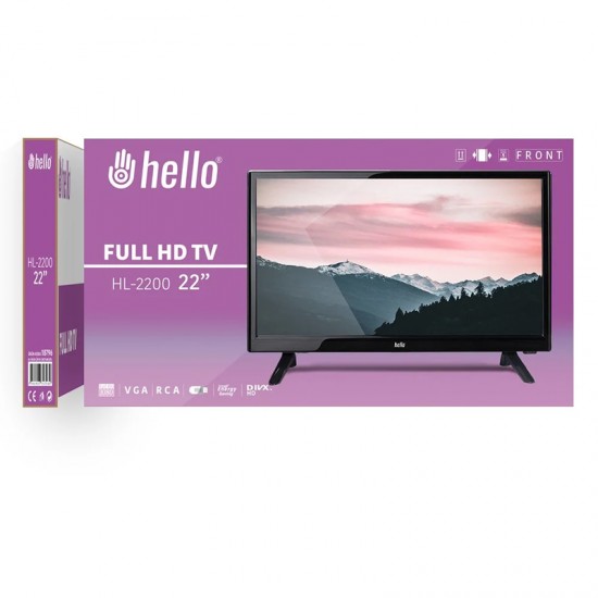 HELLO HL-2200 22 AUDIO IN-RCA-VGA-HDMI-USB FULL HD LED MONİTÖR (220V-12 VOLT)(55 CMX32 CM)