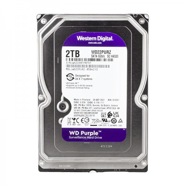 WESTERN DIGITAL PURPLE WD22PURZ 2 TB SATA 6GB/S 7/24 GÜVENLİK HARDDİSK WESTERN DIGITAL PURPLE WD22PURZ 2 TB SATA 6GB/S 7/24 GÜVENLİK HARDDİSK