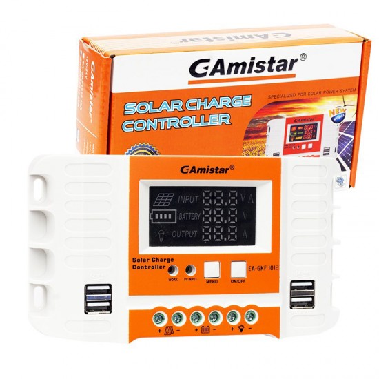 AMİSTAR GFK-1012 12 VOLT - 24 VOLT - 10 AMPER 4 USBLİ DİJİTAL OTOMATİK SOLAR ŞARJ REGÜLATÖRÜ